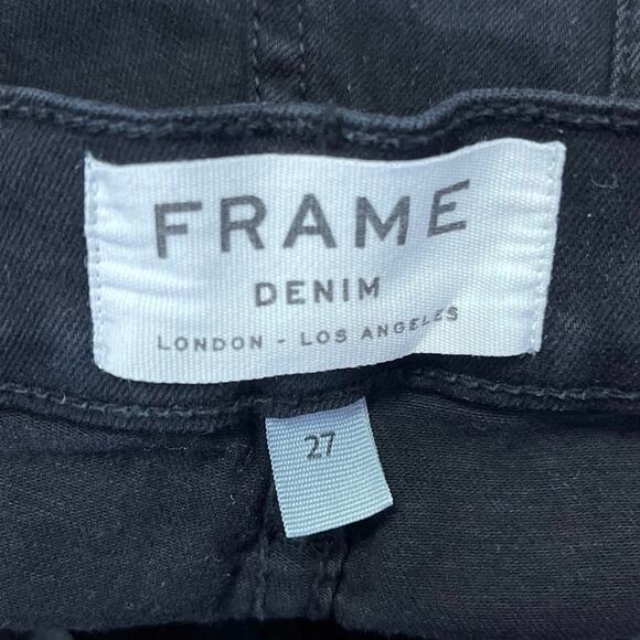 Frame Le Skinny de Jeanne Black Distressed Mid Rise Stretch Ankle Denim Jeans 27 - Picture 5 of 7